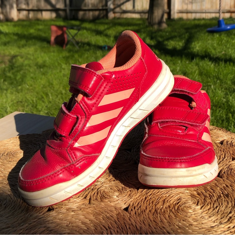Adidas Kids AltaSport Velcro Close Dark Pink & Light Pink Stripes Kid size 11.5